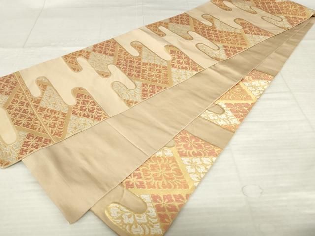 平和屋着物●西陣 川島織物 六通柄 本袋帯 霞取り花菱文 金糸 三越扱い 正絹 逸品 AABM4896pf