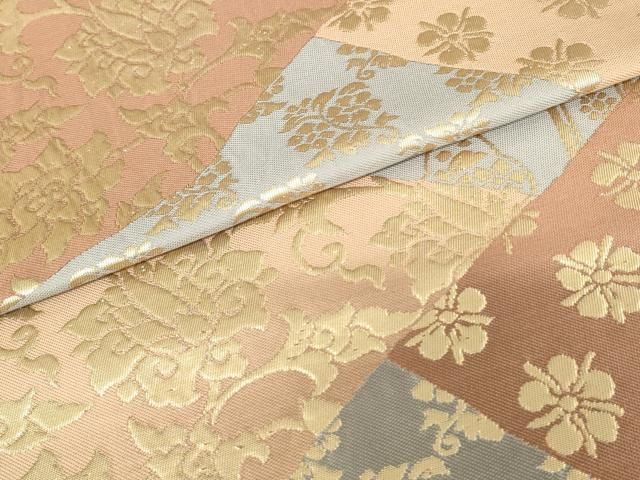 平和屋着物●西陣 川島織物 六通柄 本袋帯 切嵌草花文 金糸 正絹 逸品 AABM4898pf
