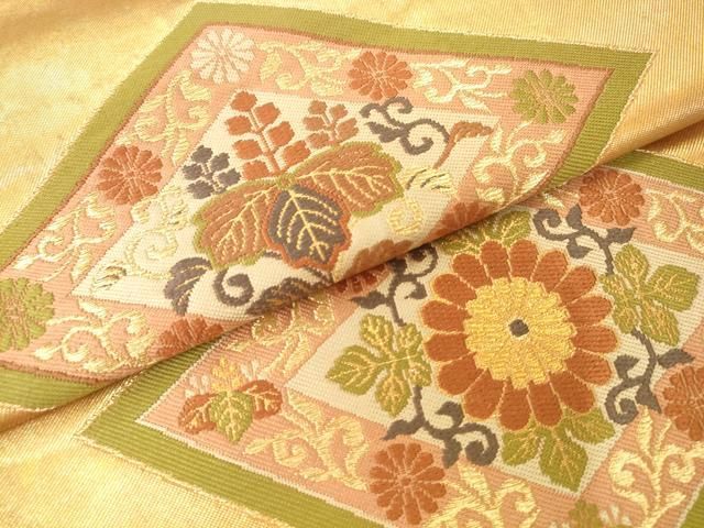 平和屋着物●西陣 川島織物 六通柄 本袋帯 花菱文 金糸 正絹 逸品 AABM4902pf