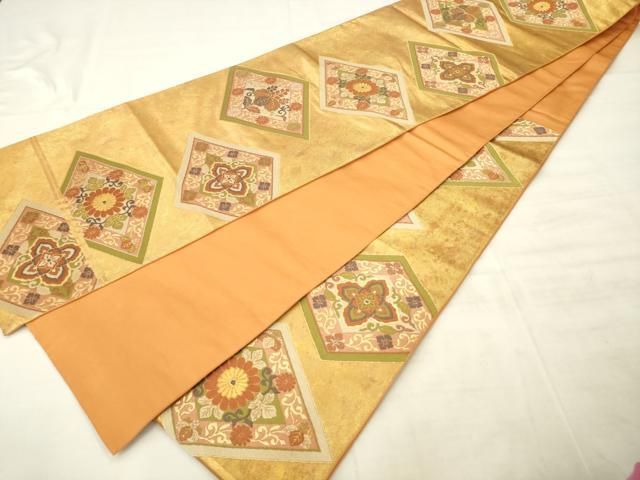平和屋着物●西陣 川島織物 六通柄 本袋帯 花菱文 金糸 正絹 逸品 AABM4902pf