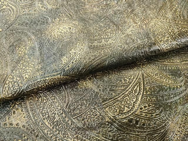 平和屋着物●両面六通柄袋帯 金唐革 ペイズリー 正絹 逸品 AABM4928pf