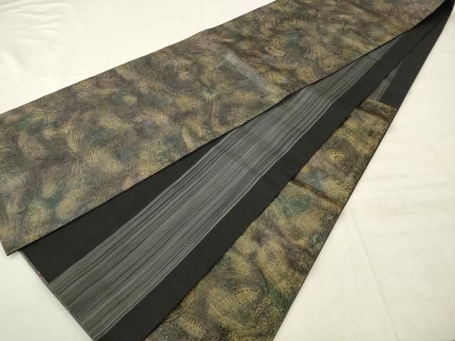 平和屋着物●両面六通柄袋帯 金唐革 ペイズリー 正絹 逸品 AABM4928pf
