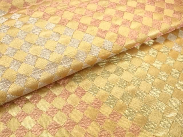 平和屋着物●洛風林 工芸帯地 六通柄袋帯 菱文 金銀糸 正絹 逸品 AABM4929pf