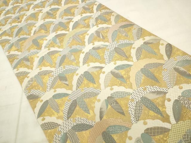 平和屋着物●六通柄袋帯 唐織 瑞祥竹文 金糸 正絹 逸品 AABM4932pf