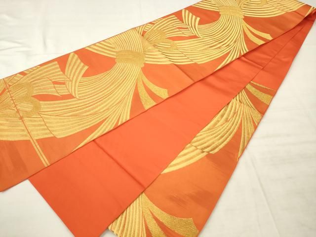 平和屋着物●西陣 川島織物 六通柄 本袋帯 束ね熨斗文 金糸 正絹 逸品 AABM4944pf