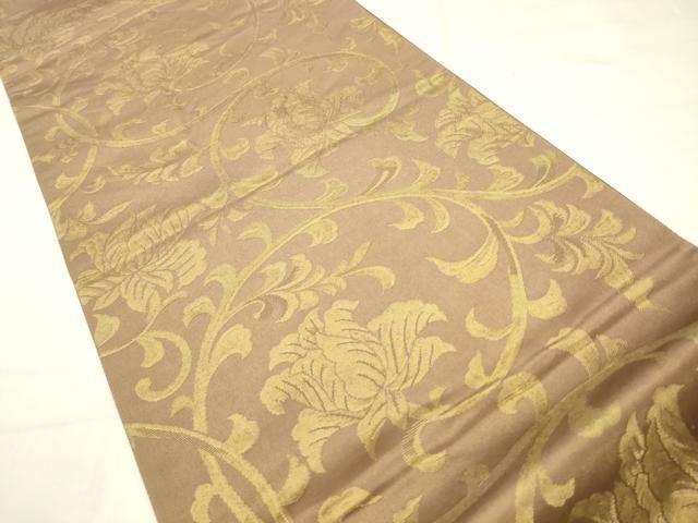 平和屋着物●澤屋重兵衛 六通柄袋帯 更紗花文 金糸 正絹 逸品 AABM4961pf