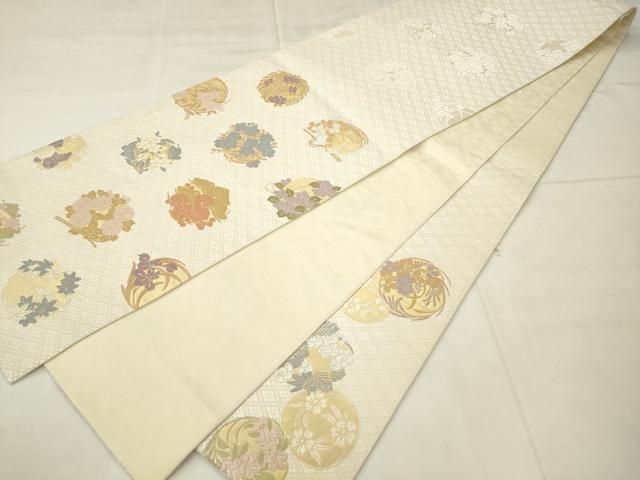 平和屋着物●六通柄袋帯 唐織 草花文 金糸 正絹 逸品 AABM4965pf