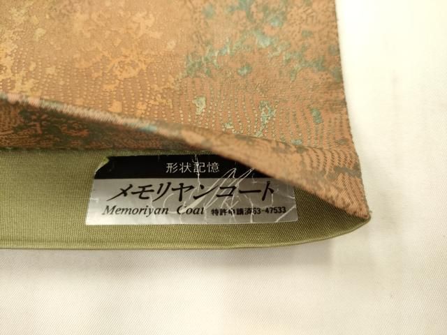 平和屋着物●伝統工芸品 伊那紬 手織り 全通柄袋帯 霞花文 正絹 逸品 AABM4993pf