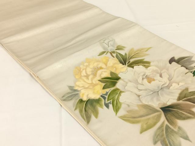 平和屋着物◎太鼓柄袋帯 手描き 草花文 正絹 逸品 AABM5011dk