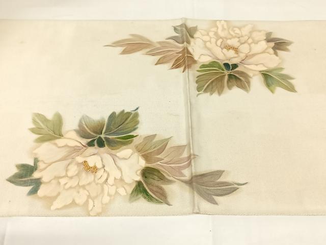 平和屋着物◎太鼓柄袋帯 手描き 草花文 正絹 逸品 AABM5011dk