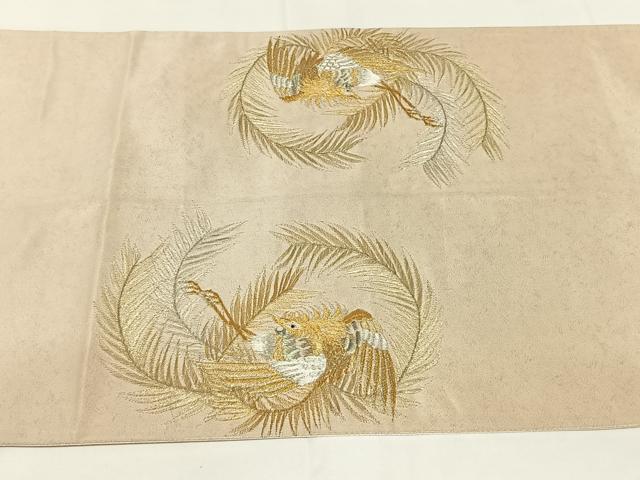 平和屋着物◎太鼓柄袋帯 刺繍 鳳凰 金銀糸 引箔 正絹 逸品 AABM5016dk