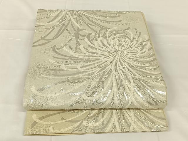平和屋着物◎六通柄袋帯 唐織 乱菊 銀糸 正絹 逸品 AABM5036dk