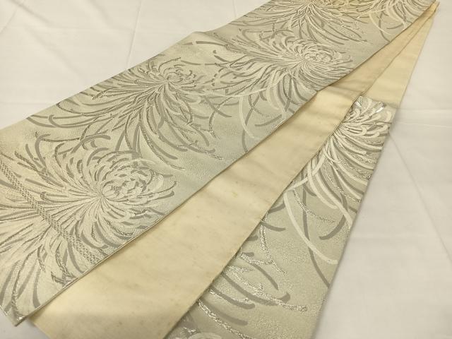平和屋着物◎六通柄袋帯 唐織 乱菊 銀糸 正絹 逸品 AABM5036dk