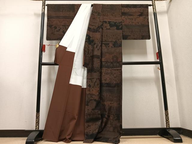 平和屋着物●上質な紬 つなぎ糸 越後おぐに くる満屋工房 矢代むつ子作 小千谷織物謹製 百柄 証紙付き 正絹 逸品 未使用 AABM5041ph