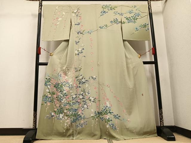 平和屋着物●訪問着 友禅 作家物 茂樹 枝花文 暈し染め 正絹 逸品 AABM5051ph
