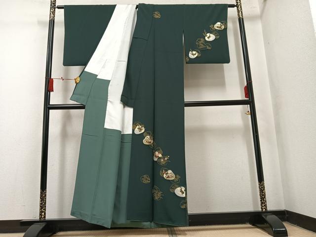 平和屋着物●訪問着 刺繍 貝合わせ草花文 金彩 正絹 逸品 AABM5063ph