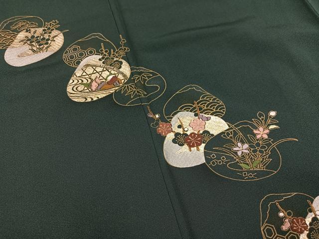 平和屋着物●訪問着 刺繍 貝合わせ草花文 金彩 正絹 逸品 AABM5063ph