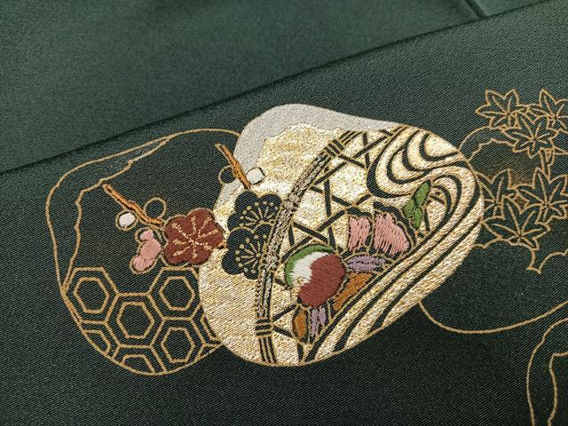 平和屋着物●訪問着 刺繍 貝合わせ草花文 金彩 正絹 逸品 AABM5063ph