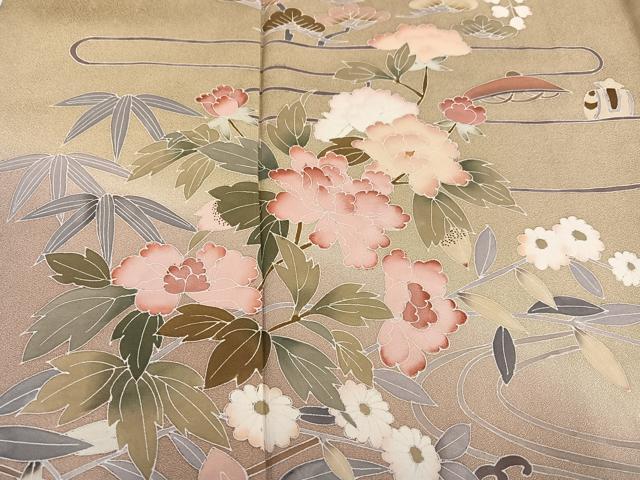 平和屋着物●高級染元 粋峰 林芳夫 京加賀友禅 訪問着 草花文 暈し染め 正絹 逸品 AABM5066ph
