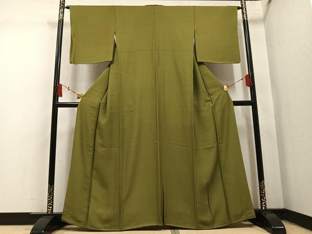 平和屋着物●上質な色無地 吉祥地紋 梅幸茶色 さが美扱い 正絹 逸品 未使用 AABM5068ph