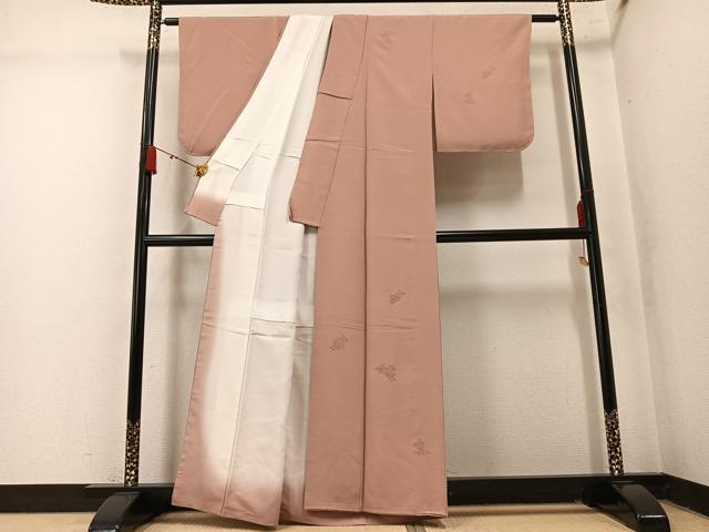 平和屋着物●中国三大刺繍 相良刺繍 総刺繍 無地絵羽訪問着 草花文 ときがら茶色 正絹 逸品 AABM5069ph