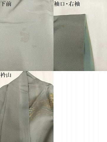 平和屋着物●訪問着 作家物 枝花文 金彩 金通し地 正絹 逸品 AABM5075ph