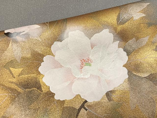平和屋着物●訪問着 作家物 枝花文 金彩 金通し地 正絹 逸品 AABM5075ph