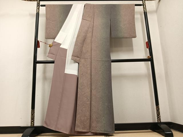 平和屋着物●上質な小紋 墨流し文様 暈し染め 正絹 逸品 AABM5091ph