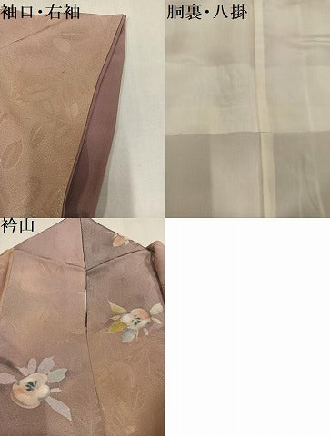 平和屋着物●染色作家 斉藤三才 小紋 草花文 暈し染め ラメ 正絹 逸品 AABM5092ph