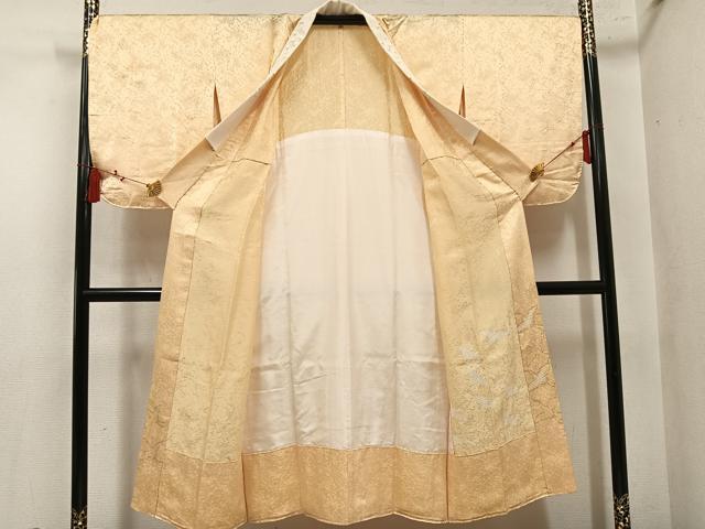 平和屋着物●長襦袢 無双仕立て 作家物 絞り 群れ鶴 金彩 半衿刺繍 正絹 逸品 AABM5099ph