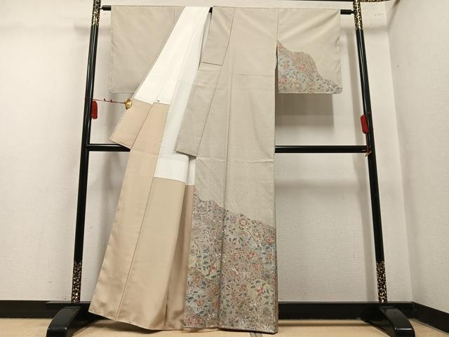 平和屋着物●本場大島紬 染大島 訪問着 更紗唐草文 正絹 逸品 未使用 AABM5102ph