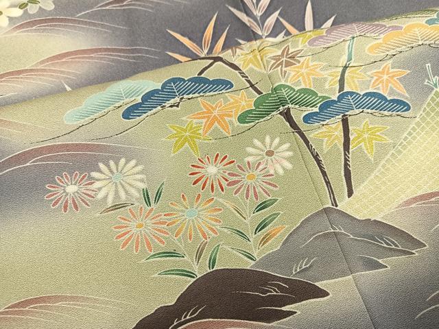 平和屋着物●訪問着 友禅 松竹梅風景文 暈し染め 正絹 逸品 未使用 AABM5108ph