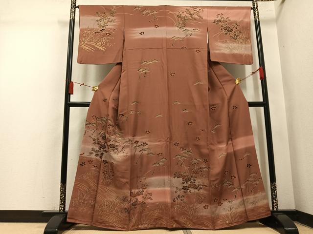 平和屋着物●訪問着 松竹梅草花文 暈し染め 金彩 正絹 逸品 AABM5109ph