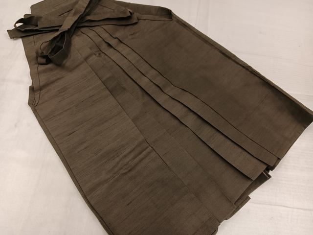 平和屋着物●男性 馬乗り袴 紬地 涅色 正絹 逸品 AABM5126ph