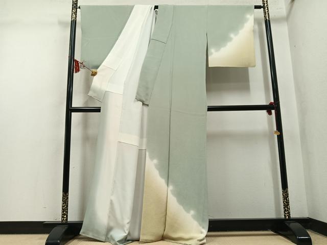 平和屋着物●訪問着 雪輪文 暈し染め 鬼しぼ縮緬 正絹 逸品 AABM5158ph