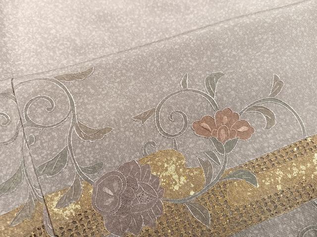 平和屋着物●中国三大刺繍 汕頭刺繍 スワトウ刺繍 訪問着 花唐草文 金彩 正絹 逸品 AABM5160ph