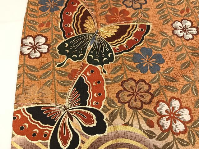 平和屋着物●豪華振袖 駒刺繍 花蝶文 暈し染め 金彩 正絹 逸品 AABM5170ph