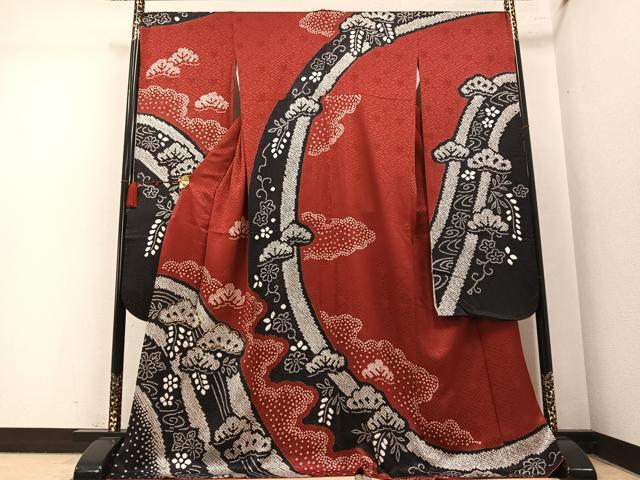 平和屋着物●豪華振袖 絞り 駒刺繍 草花文 ロング丈 正絹 逸品 AABM5171ph