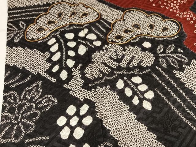 平和屋着物●豪華振袖 絞り 駒刺繍 草花文 ロング丈 正絹 逸品 AABM5171ph