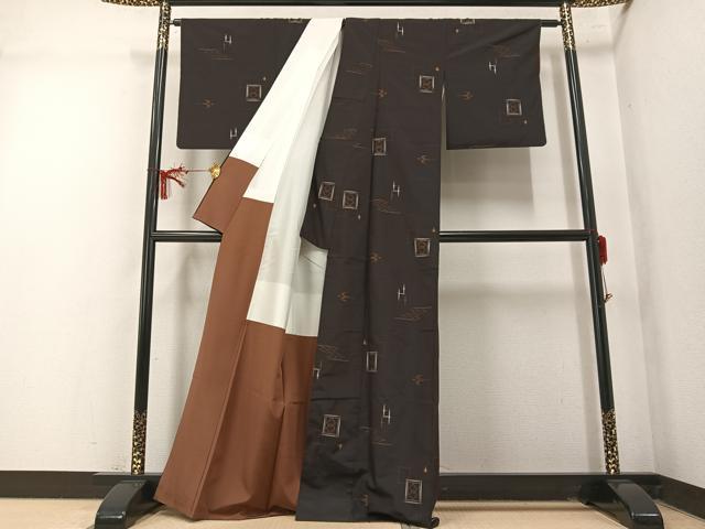 平和屋着物●本場米琉 置賜紬 正絹 逸品 AABM5173ph
