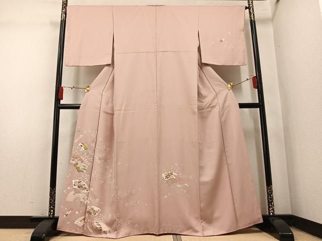 平和屋着物●訪問着 扇面花文 金彩 正絹 逸品 AABM5179ph