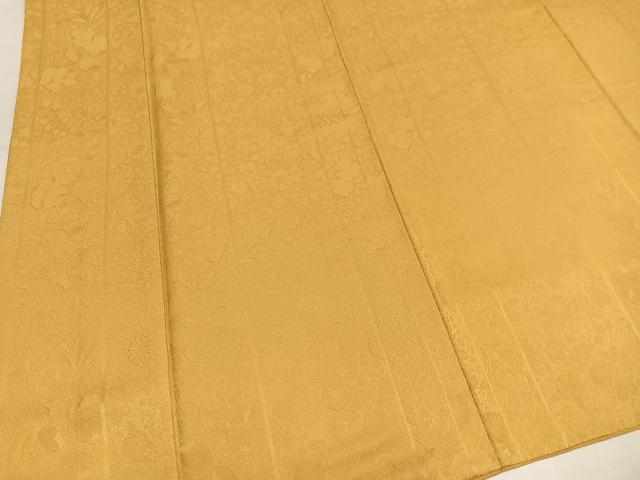 平和屋着物●上質な色無地 草花地紋 玉蜀黍色 正絹 逸品 AABM5182ph