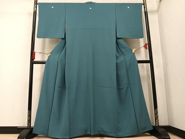 平和屋着物●上質な色無地 錆浅葱色 正絹 逸品 AABM5183ph