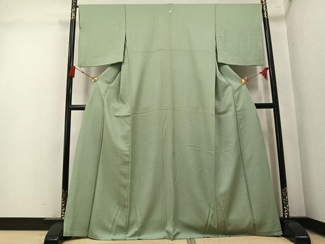 平和屋着物●上質な色無地 花地紋 若芽色 正絹 逸品 AABM5186ph