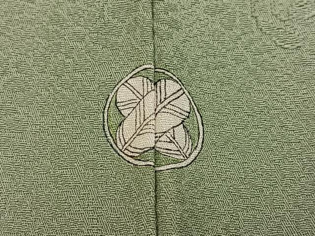 平和屋着物●上質な色無地 花地紋 若芽色 正絹 逸品 AABM5186ph