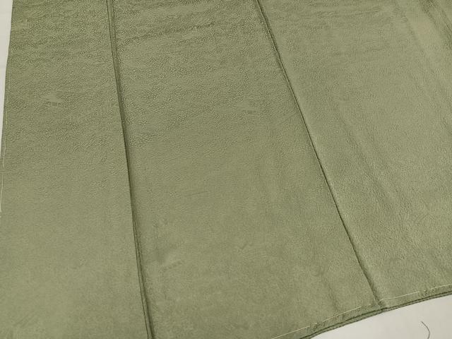 平和屋着物●上質な色無地 風景草花地紋 利休茶色 正絹 逸品 AABM5188ph