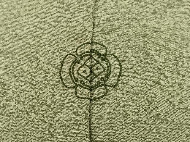 平和屋着物●上質な色無地 風景草花地紋 利休茶色 正絹 逸品 AABM5188ph