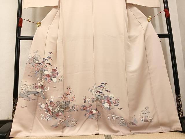 平和屋着物●訪問着 友禅 風景草花文 暈し染め 正絹 逸品 AABM5191ph