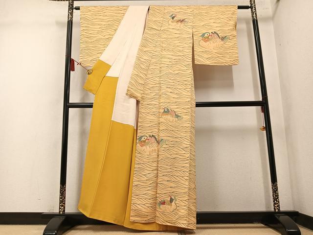 平和屋着物●訪問着 手描き 鴛鴦 正絹 逸品 AABM5192ph