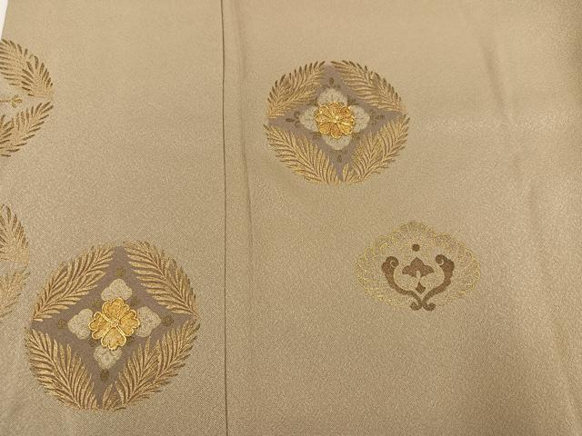 平和屋着物●訪問着 黄金繭 駒刺繍 草花文 金彩 正絹 逸品 AABM5193ph